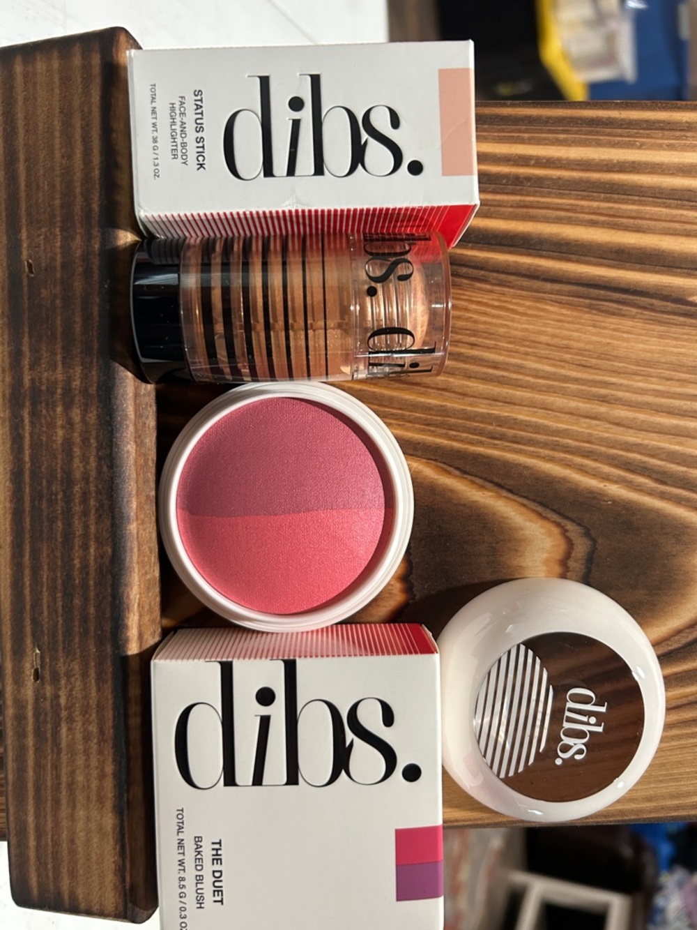The Duet Baked Blush —Dual Pink Blend and status stick face and body highlighter